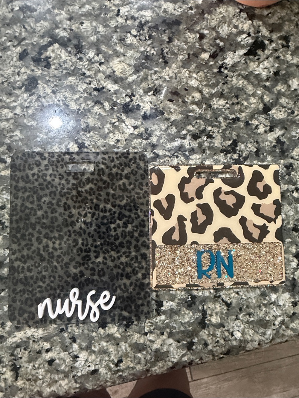 Leopard Print Nurse Badge Holder - Beige and Black